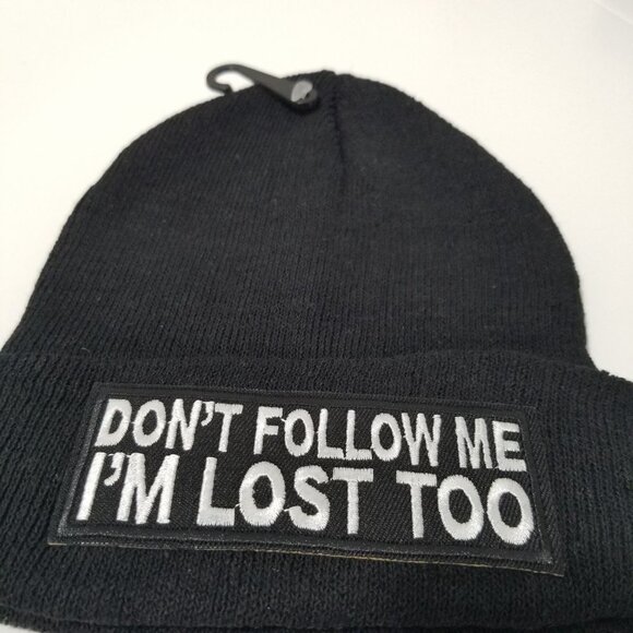 NEW Toddler DON'T FOLLOW ME I'M LOST TOO Beanie Color Black Toddler Size OS - Picture 3 of 4